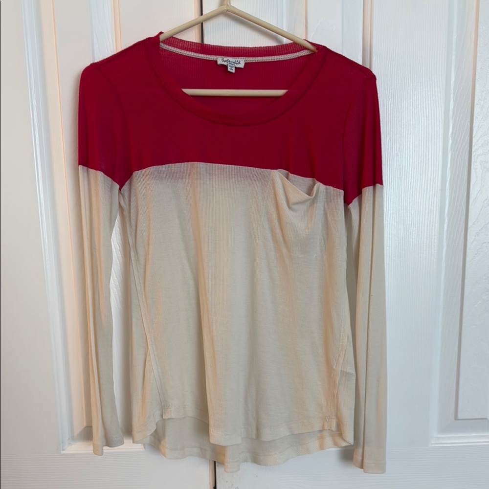 Splendid Red and Cream Long Sleeve tee XS